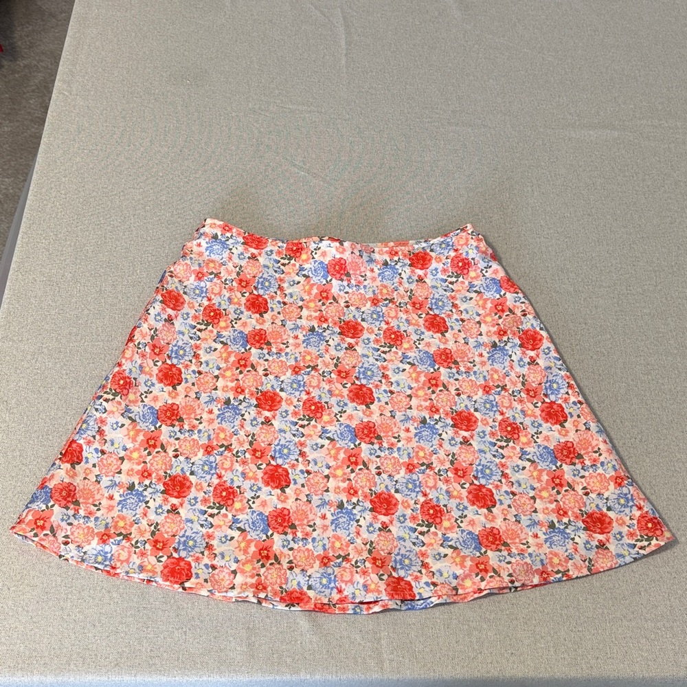 No Boundaries Floral A-Line Skirt Orange and Blue SZXS (1 Juniors)
